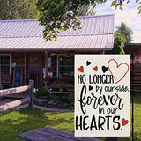 Memorial Day Garden Flag Gravesite 12x18 Inch Double Sided Heart Saying Decor for Outside Yard,Forever In Our Hearts CF505
