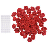 100 Pcs 3Cm Mini Pe Foam Flowers Tiny Artificial Rose Flower Heads Fake Foam Floral Heads Small Flatback Handmade Flowers With Round Double Sided Adhesive Stickers For Graduation Decor Red