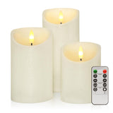 Flickering Flameless Candles With Remote, Real Wax Battery Operated Led Fake Candles With Timer For Valentines Wedding Holiday Party Home Decor, Set Of 3