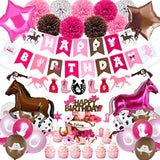 Pink Cowgirl Birthday Party Decor β Western Rodeo Theme with Banner, Balloons, Garland & Toppers