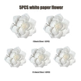 Purple Paper Flowers 5Pcs Tissue Paper Flowers 3D Flower Wall Decor Violet White Lilac Pom Paper Flowers Party Wall Backdrop Decoration Birthday Bridal Baby Shower Wedding Decor (White)