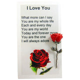 Valentines Day Rose Charm Pocket Token Flower Keepsake With I Love You Card Gift Set