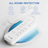 Surge Protector Power Strip 4 USB Ports 35W PD Fast Charging 8 Ft Cord