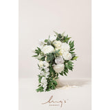 White Bridal Bouquet Cascading, Ivory Wedding Bouquets For Bride, 15 Inch Bride Bouquets For Wedding Artificial Flowers Bouquets