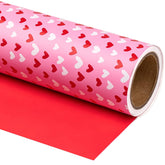 Reversible Valentine'S Day Wrapping Paper - Mini Roll - 17 Inch X 33 Feet - Pink And Red Heart Design For Valentine'S Day, Anniversary, Birthday, Wedding, Baby Shower