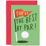 Old English Co. Well Done Card For Him - Fun Golf Themed Happy Birhtday Card For Dad - 'Best By Par' Card For Golfer - Well Done, Congratulations, Father'S Day - Blank Inside With Envelope