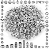 350PCS Silver Spacer Beads Mixed Styles for Bracelet Necklace Jewelry Making