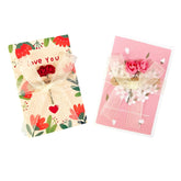 Paper Flower Roses Greeting Cards With Blank Note Delicately Decorated Paper Card For Friends And Family Holiday Thank You Card,Red And Pink.