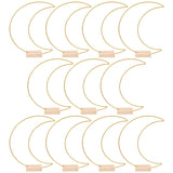 Metal Floral Hoops: 10 Sets Moon Shaped Metal Wreath Rings Stand With Wood Holders Centerpiece Table Decor For Diy Party Christmas Home Wedding Table Decor