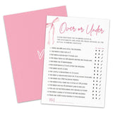 Wedding Game Set - 30 Pcs Pink Bow Over Or Under Engagement Game Cards, Bridal Shower Double-Sided Fill In Style Game Cards, Party Game & Activities - A04