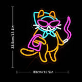 Cool Cat Neon Sign USB Dimmable LED Wall Light for Bedroom Bar Living Room Pet Shop Decor