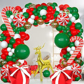 Christmas Balloons Garland Arch Kit, Xmas Red Green White Confetti Balloons With Candy Cane Foil Balloons For Christmas Party Birthday Xmas Party Decorations