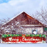 Large Merry Christmas Yard Banner Green Red Backdrop For Christmas Decorations Outdoor Red Holiday Party Supplies Home Decor For Yard,Garden,Porch,Lawn 98.4 X 19.6 Inch