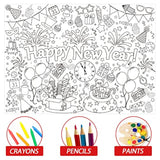 Giant Happy New Year Coloring Poster For Kids 2026 New Years Eve Giant Coloring Tablecloth Large Books Huge Sheet Page Table Cover For Wall Boys Girls Classroom Home Holiday Party Supplies 31X43In