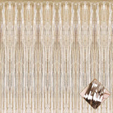 4-Pack Champagne Gold Foil Fringe Curtains 3.2x9.8 ft for Party and Photo Booth