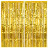 2 Pack Gold Foil Backdrop Streamers for Birthday Photo Booth Party Decor