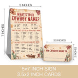What'S Your Cowboy Name Game Set, (1 Cowboy Theme Sign And 30 Name Cards), Birthday Game, Western Wild Birthday Party Supplies, Cowboy Party Supplies