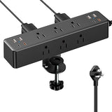 Desk Clamp Power Strip 9 Outlets 8 USB Ports 4 USB C 40W Fast Charging 10FT Extension Cord