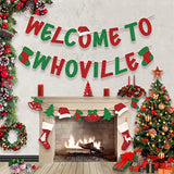 Christmas Decorations – Glittery Welcome To Whoville Banner And Garland For Grinch Christmas Decor, Grinch Decorations