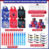 60 Pcs Spider Party Favors Include Spider Sunglasses, Web Gift Tote Bags, Slap Wristbands, Silicone Keychains And Blue Red Star Bubble Wands For Birthday Comic Hero Party Decoration
