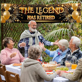 Happy Retirement Banner - Farewell Banner - The Legend Has Retired 6 x 1.3ft (Black and Gold)