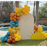 Retro Blue Orange Yellow Balloon Arch Garland Kit For Here Comes The S