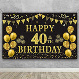 40Th Birthday Backdrop Gold And Black 5.9 X 3.6 Fts Happy Birthday Par