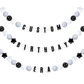 103 Pcs Giant Friendship Bracelet Garland Diy Birthday Halloween Christmas Jumbo Friendship Bracelet Banner Kit Famous Singer Customizable Party Wedding Decor(White Gray Black)