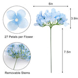 40Pcs Artificial Hydrangea Silk Flower Heads With Stems, Fake Flowers For Wedding Centerpiece Home Garden Party Decoration (Blue)