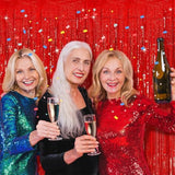 4 Pack Red Streamers Party Backdrop 3.28 Ft X 6.56 Ft Fringe Curtains Photo Booth Props For Birthday Wedding Engagement Bachelorette Christmas Holiday Celebration Party Decorations