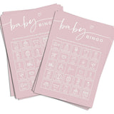 Baby Shower Bingo Game For Girl (50 Unique Cards), Pre-Filled Fun Baby Shower Game Activity, Perforated Calling Cards, Gender Neutral, Pink