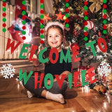 Red And Green Welcome To Whoville Banner, Whoville Christmas Banner Decorations Welcome To Whoville Sign For Xmas Vacation Holiday Party Home Decor