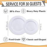 60Pcs White Plastic Plates - Heavy Duty White Disposable Plates For Christmas/Thanksgiving Party/Wedding -Serve For 30 Guests Include 30Pcs 10.25" & 30Pcs 7.5" Plates For Party