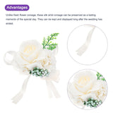 Wrist Corsage Artificial Flower Bracelets Pack Of 1 Rose Wrist Bride Groom Decorative For Wedding Ceremony Prom Party Anniversary, 12X10Cm Light White