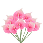 13" Artificial Anthurium Lily Flowers, 10 Pack Permanent Flower Floral Arrangements Bouquet For Home Decor Bridal Wedding Festival Party, Light Pink