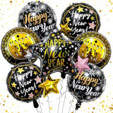 7 Pcs Black & Gold New Year 2026 Balloon Party Kit