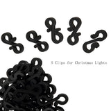 S-Shaped Christmas Light Clips, Black Plastic, 1.42 X 0.65 Inch, Pack Of 21