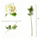 12Pcs 20’’Artificial Flowers Fake Roses, Long Stem Red Roses Bouquet For Decorating Parties Home Decor Party Valentines And Weddings (12Pcs White)
