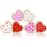 6 Pcs Valentine'S Day Wooden Heart Blocks Table Signs Sugar Cookie Wood Heart Tabletop Centerpieces For Home Tiered Tray Farmhouse Wedding Anniversary Party Decor