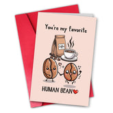Happy Coffee Pun Anniversary Card For Husband Wife, Funny Human Bean Birthday Card For Boyfriend Girlfriend, Unique Birthday Gift For Coffee - Lover Dad Mom