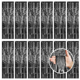 12pcs Black Fringe Curtain Party Streamers 3.3x8.2ft Photo Booth Backdrop