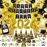 2026 New Year Party Supplies Banner Hats Glasses Balloons Photo Props