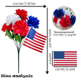 Artificial Memorial Flowers Patriotic Bouquet Red White And Blue Lilac With American Flag For 4Th Of July Independence Day Memorial Day Party Supplies Home Table Decor