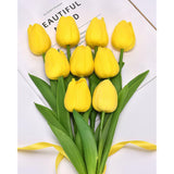 20Pcs Tulips Artificial Flowers Faux Silk Tulip Stems Fake Flowers Bouquets For Vase Wedding Home Decoration Yellow