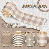 Wired Edge Ribbon 4 Rolls White Polka Dots Plaid Stripe Ribbon Rustic
