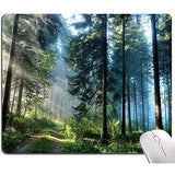 Forest Mouse Pad, Natural Scenery Mouse Pad Custom Design, Square Waterproof Mouse Pad Non-Slip Rubber Base Mousepads For Office Laptop, 9.5X7.9X0.12 Inch, Nature Misty Forest