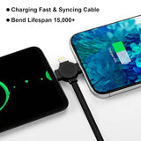 3 in 1 Retractable Charging Cable 2 Pack 3.3ft USB C Lightning Micro USB Fast Charger Cord
