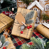 Kraft Wrapping Paper Roll, Brown Gift Wrap With Dynamic Plaid Pattern - 17 In X 32.8 Ft Black Stripe Wrapping Paper For Christmas, Wedding, Father'S Day, Mother'S Day, Valentines Day - 1 Roll (46.5 Sqft.)