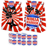 Ninja Goodie Bags - 24 Pcs Ninja Party Favors Candy Bags With Stickers, Ninja Goody Gift Treat Bags Ninja Themed Birthday Party Supplies