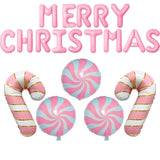 Christmas Balloons Pink Candy Cane Balloon Lollipop Pink Merry Christmas Balloon Candy Balloons For Xmax Party Decorations Xmas New Year Themed Party Supplies Sets-19 Pcs